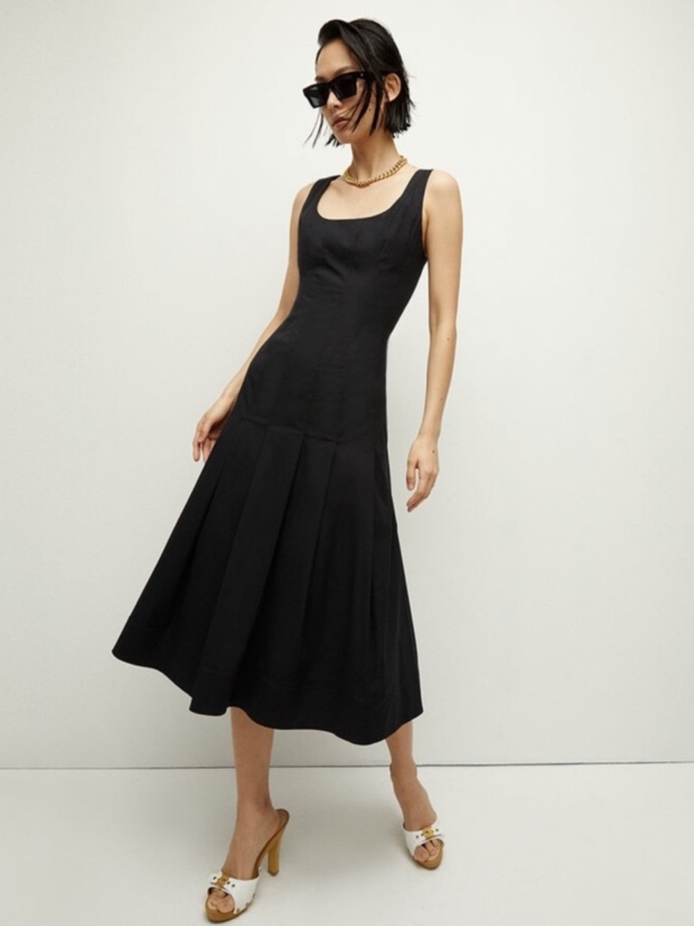 NWT Veronica Beard Black Jolie Cotton Poplin Midi Dress